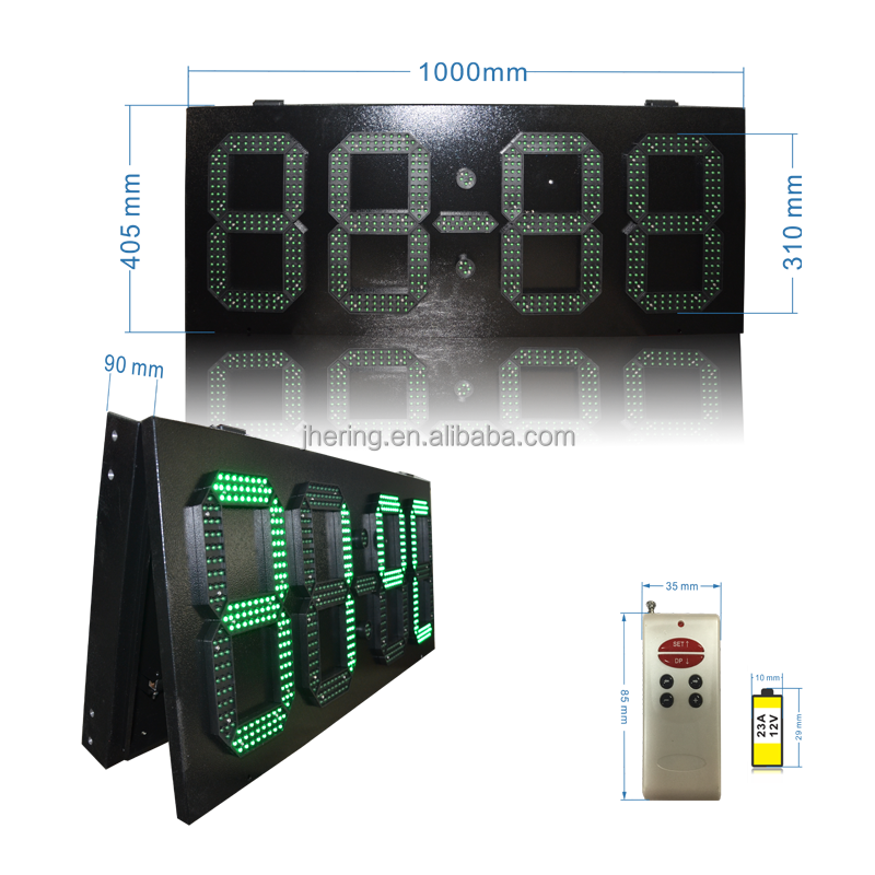 Jhering Large LED Outdoor Digital Wall Clock with Temperature Display 7 Segment Digit Sign for Outdoor Use