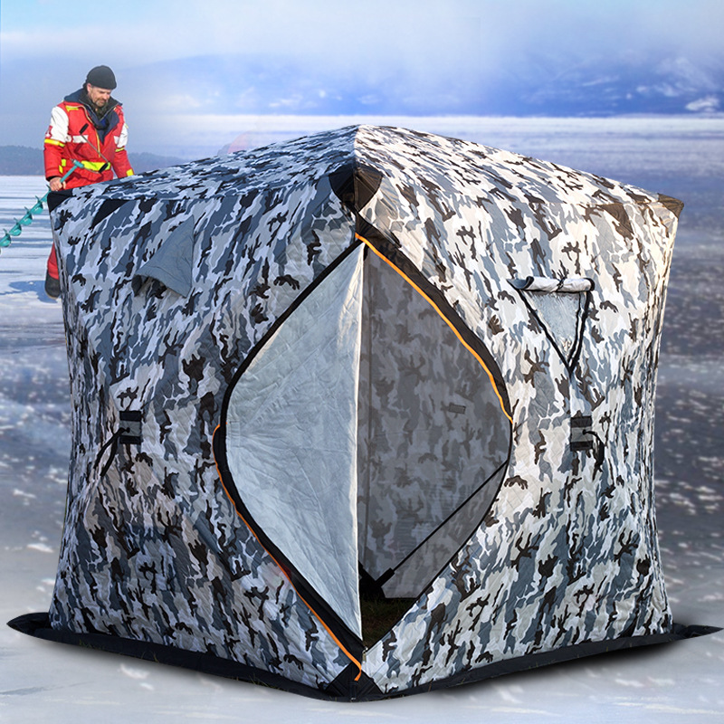 HOT SALE Outdoor Camp Tent Portable Pop up Ice Fishing Tent Square Hiking Insulated Camping Ice Cube Winter Fishing Tent