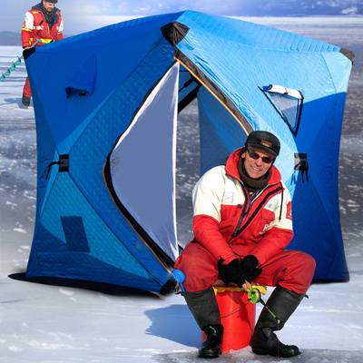 HOT SALE Outdoor Camp Tent Portable Pop up Ice Fishing Tent Square Hiking Insulated Camping Ice Cube Winter Fishing Tent