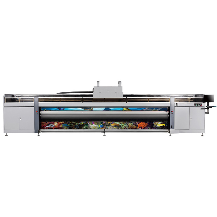 Good price  printing machine 5m Large Format width varnish canvas soft film uv roll to roll printer