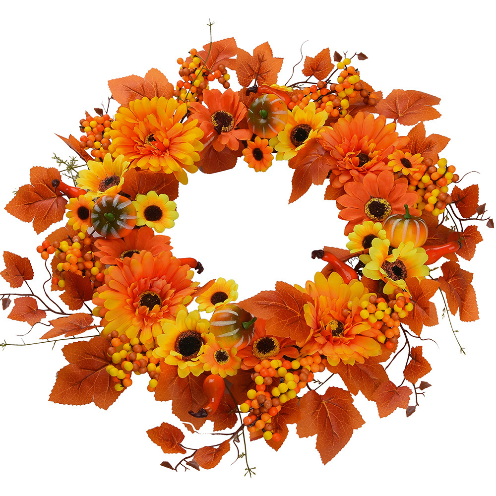 Holy Festival Harvest festival home decoration pumpkin berry door hanging vine circle Thanksgiving maple leaf wreath decoration