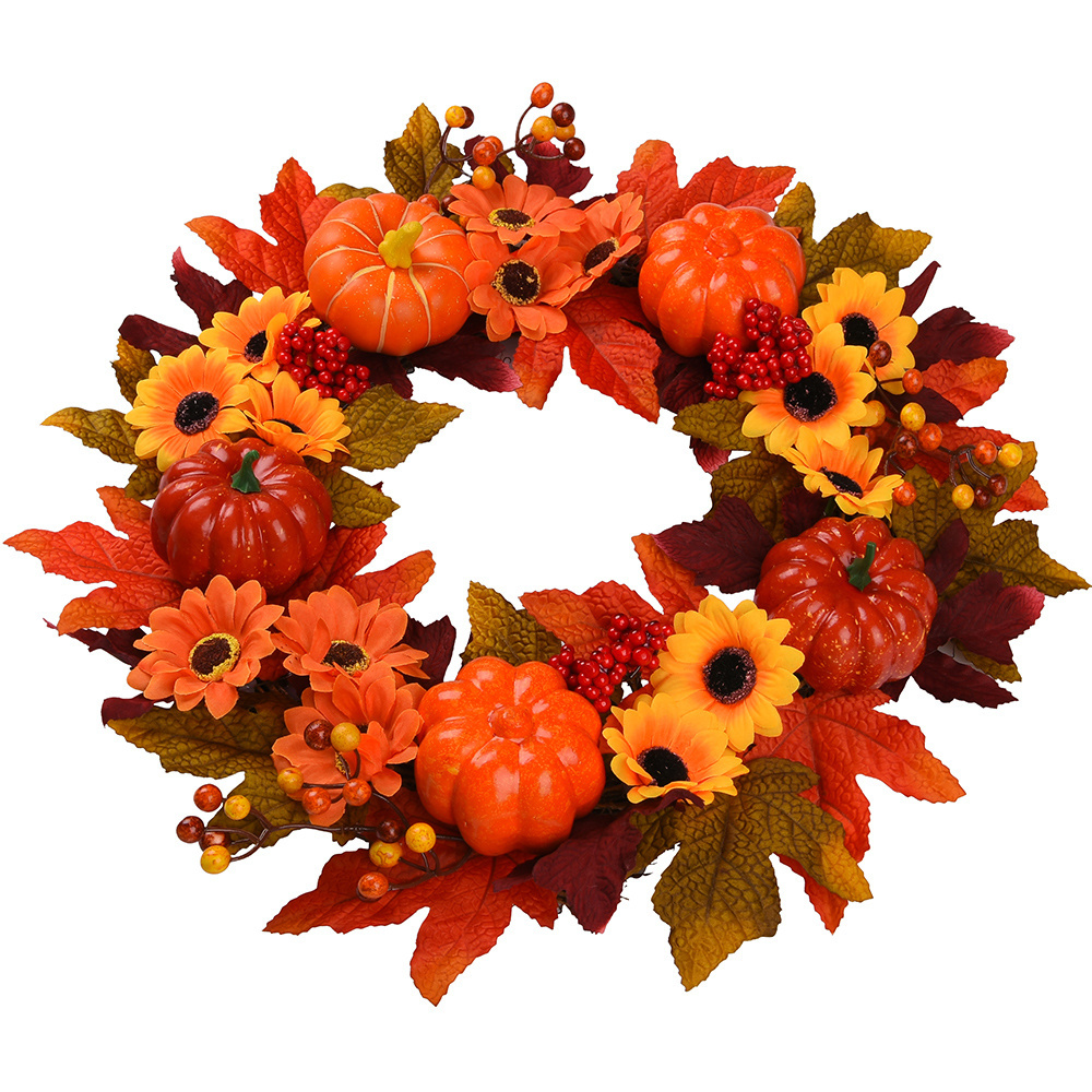 wholesale Halloween atmosphere Wreath Foam pumpkin berry Vine wreath Home outdoor decoration Thanksgiving wreath garland