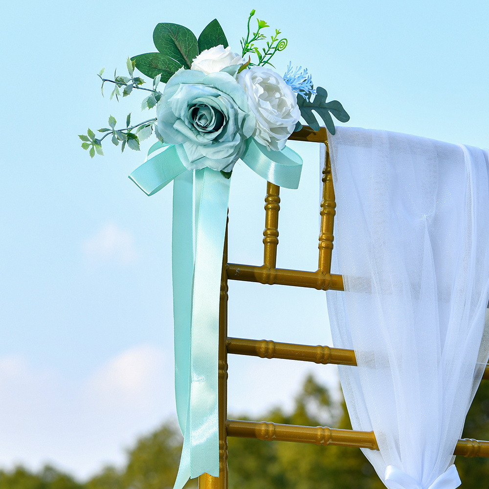 European Style Outdoor Forest Flower Chair Sashes Artificial Wedding Chair Back Flower For Events and Wedding Chair