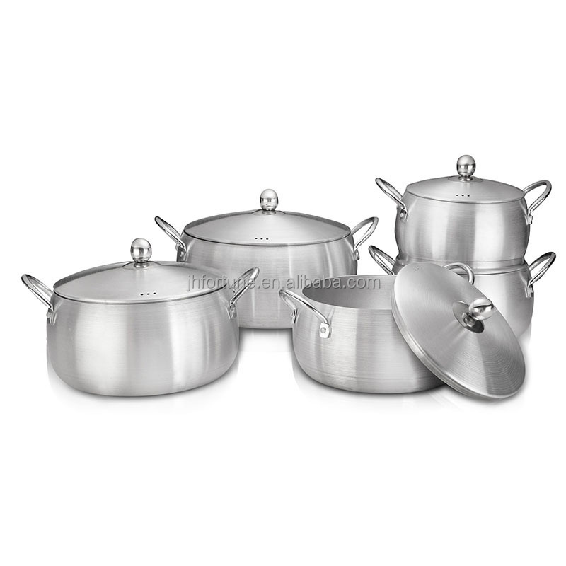 5Pcs Cookware Set in Sand Polished 16-24 Aluminum Polished Deep Cooking Pots Large Pakistani Best Manufact