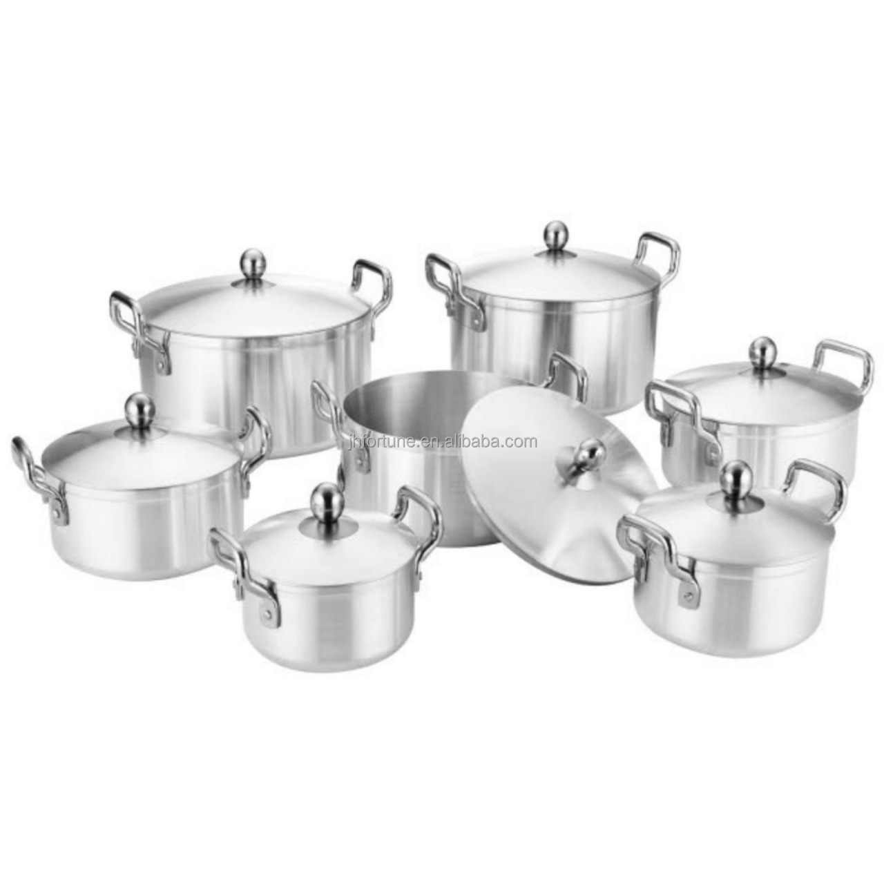 5Pcs Cookware Set in Sand Polished 16-24 Aluminum Polished Deep Cooking Pots Large Pakistani Best Manufact