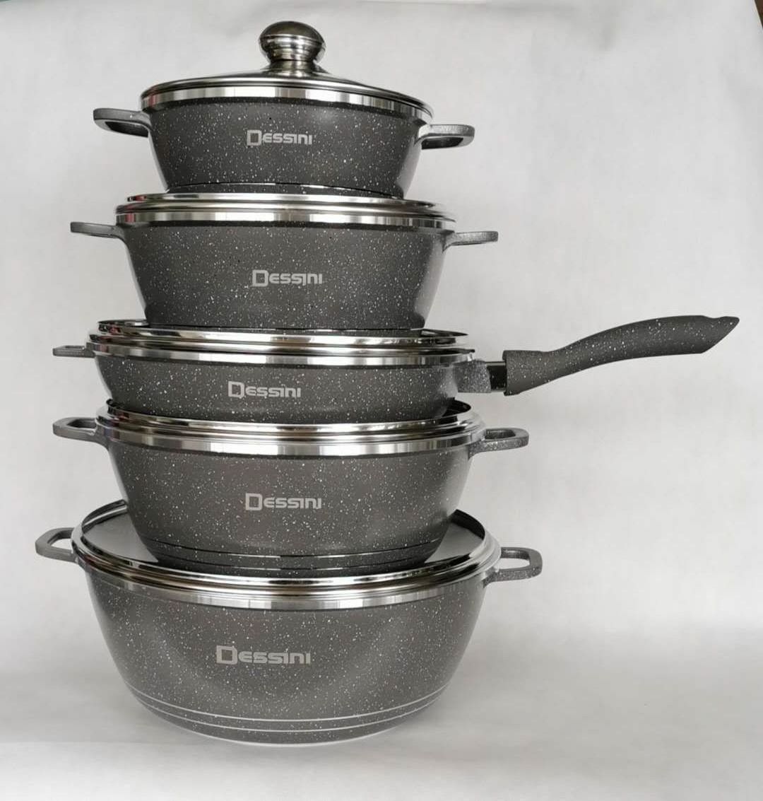 Best Selling dessini 12pcs cookware sets casserole set marble coating pans and pots