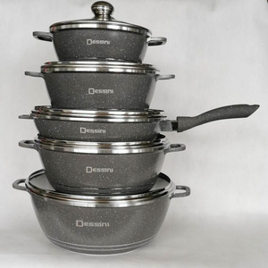 Best Selling dessini 12pcs cookware sets casserole set marble coating pans and pots