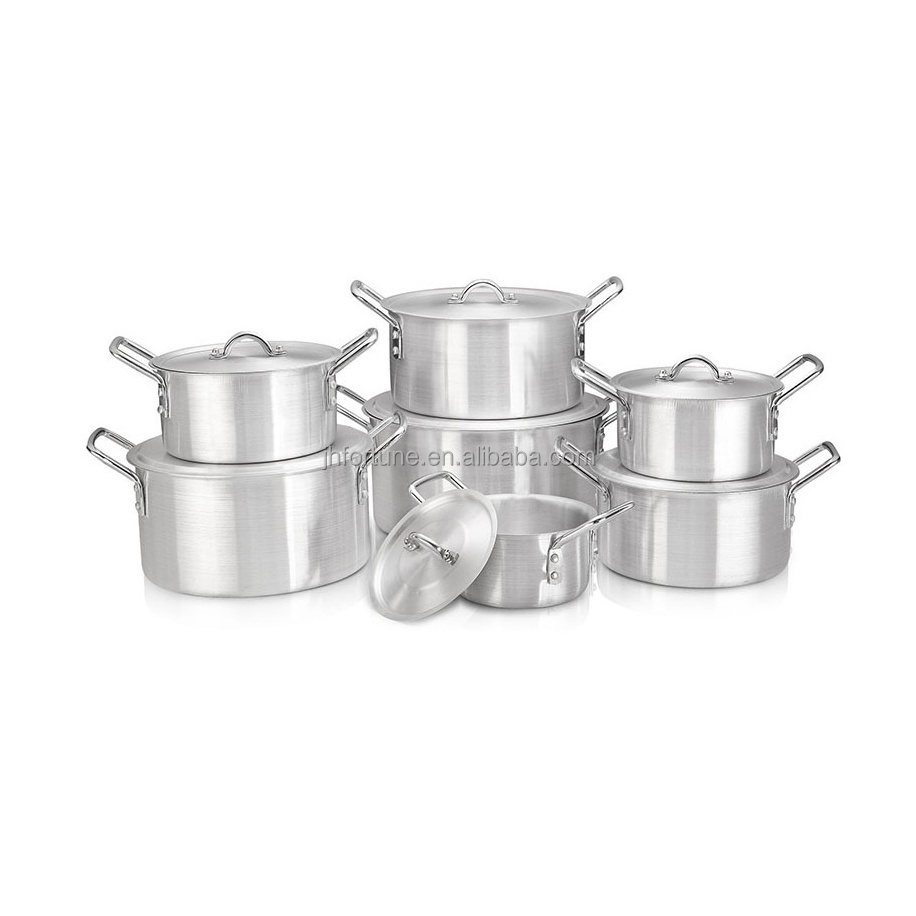 5Pcs Cookware Set in Sand Polished 16-24 Aluminum Polished Deep Cooking Pots Large Pakistani Best Manufact