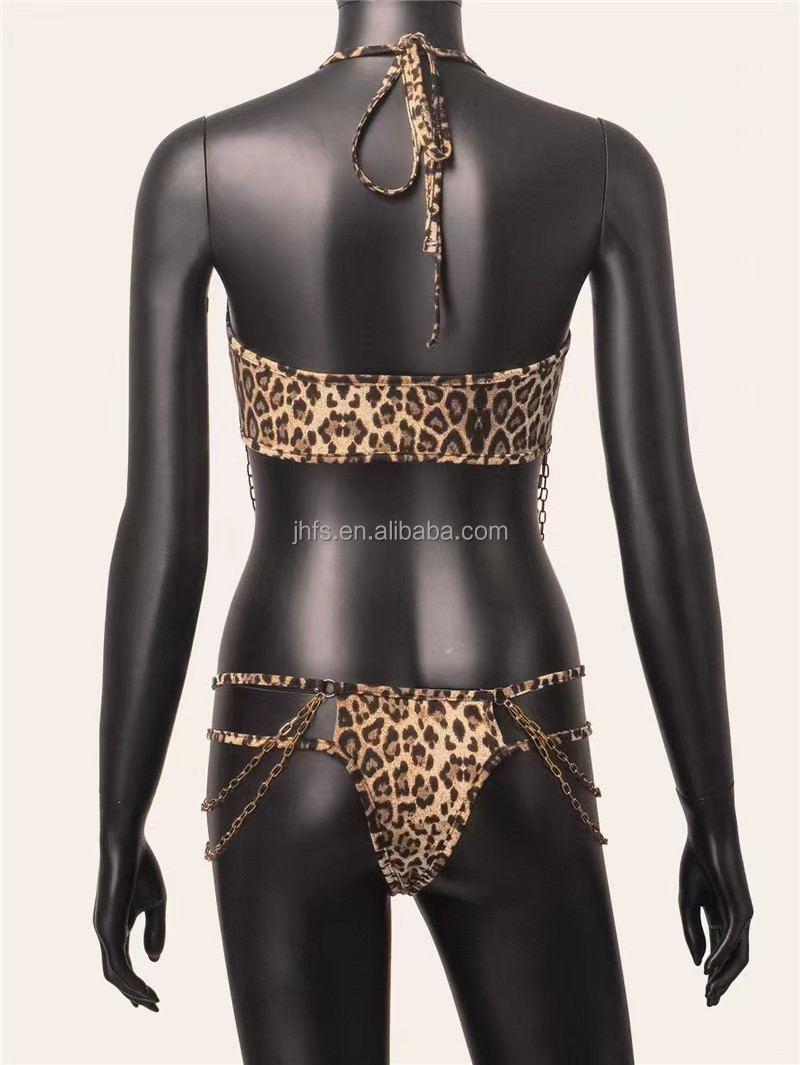 J&H 2022 new design chic cheetah bikini set with bodychain ladies micro bikini 2 piece sexy lingerie sets women beachwear