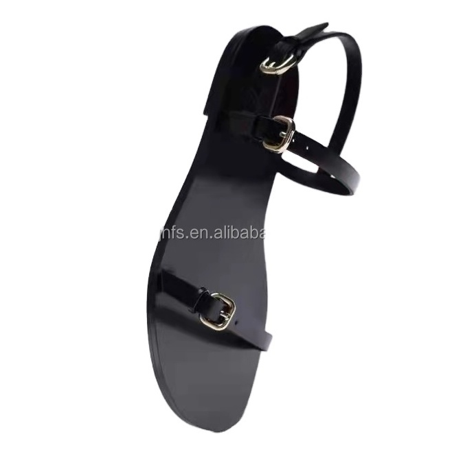 J&H summer 2022 wholesale flat sandals women fashion buckle strap beach casual shoes cheap price