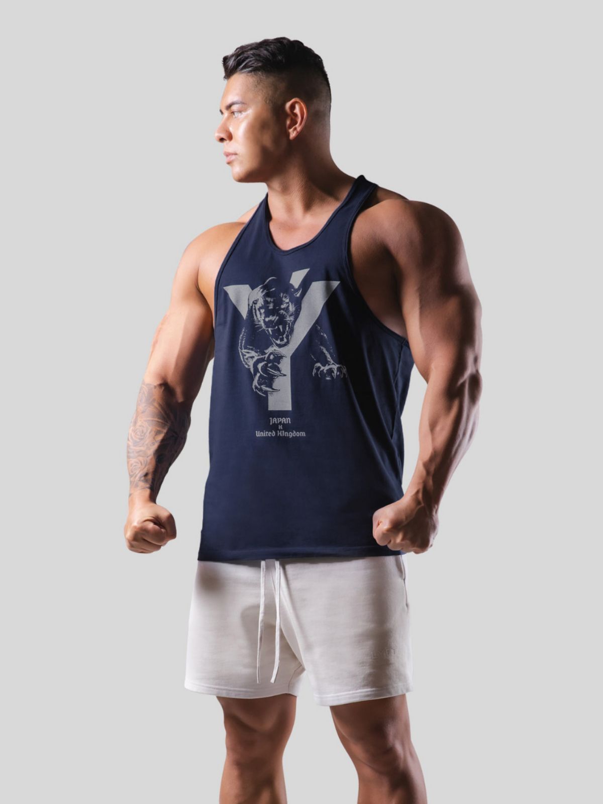 J&H summer 2023 cotton muscle fit t shirt men fashion graphic tees fitness gym racerback tank top workout clothes