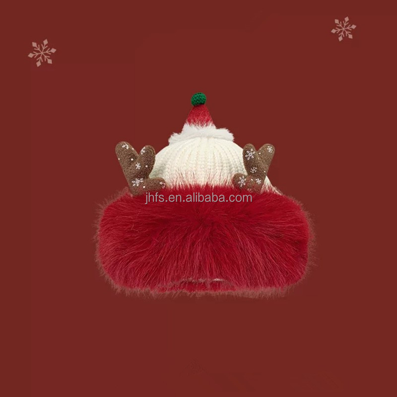 J&H wholesale Christmas hat cute lovely knit beanie new years red design crochet hats winter 2024