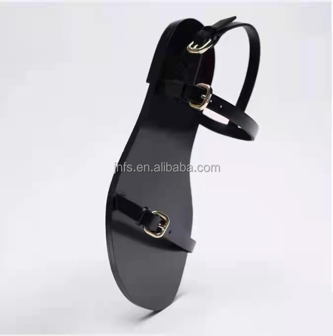 J&H summer 2022 wholesale flat sandals women fashion buckle strap beach casual shoes cheap price