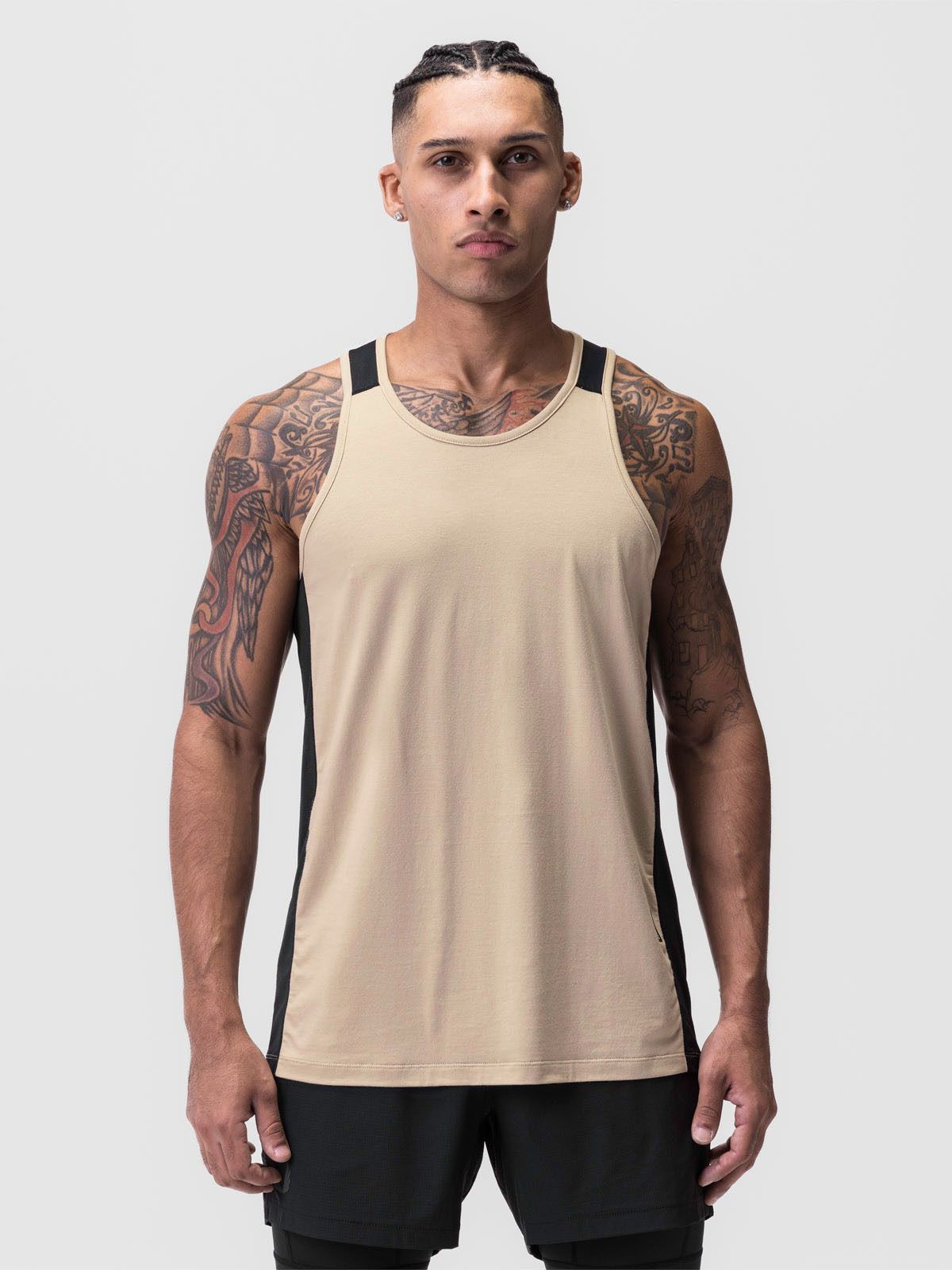 J&H 2023 cotton muscle fit t shirt men fashion running shirts fitness gym racerback tank top workout clothes