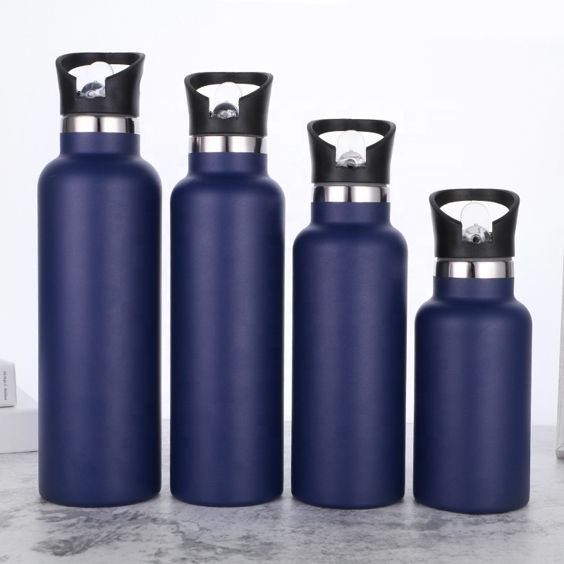 custom logo designed double wall stainless steel vacuum insulated gym sport water bottle wholesale bulk with straw