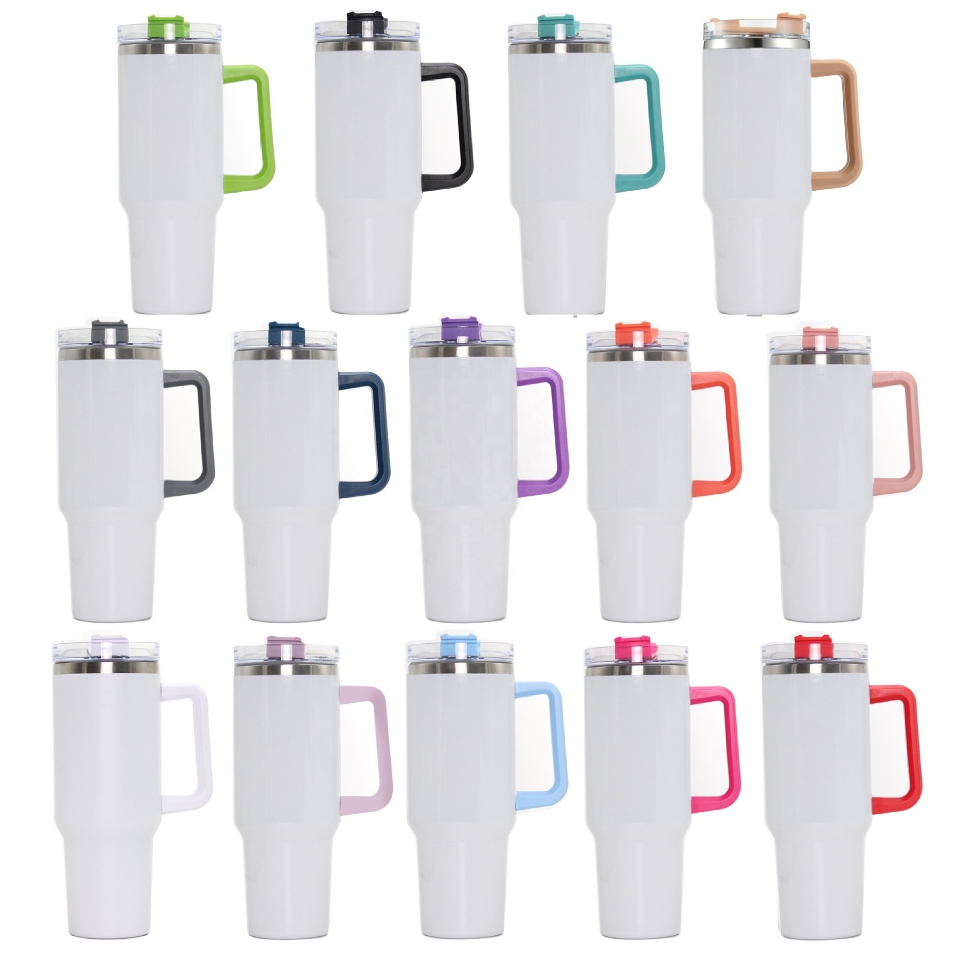 Sublimation blank adventure double wall stainless steel vacuum outdoor coffee mug 40 oz tumbler with handle sublimation