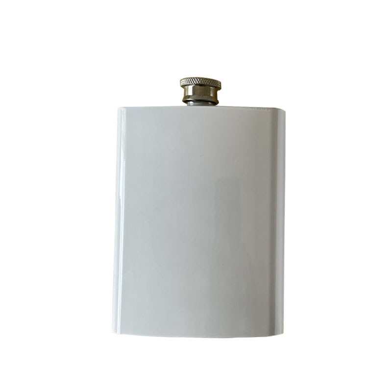 8 oz 304 stainless steel hip flask white blank sublimation flagon alcohol whisky rum vodka bottle