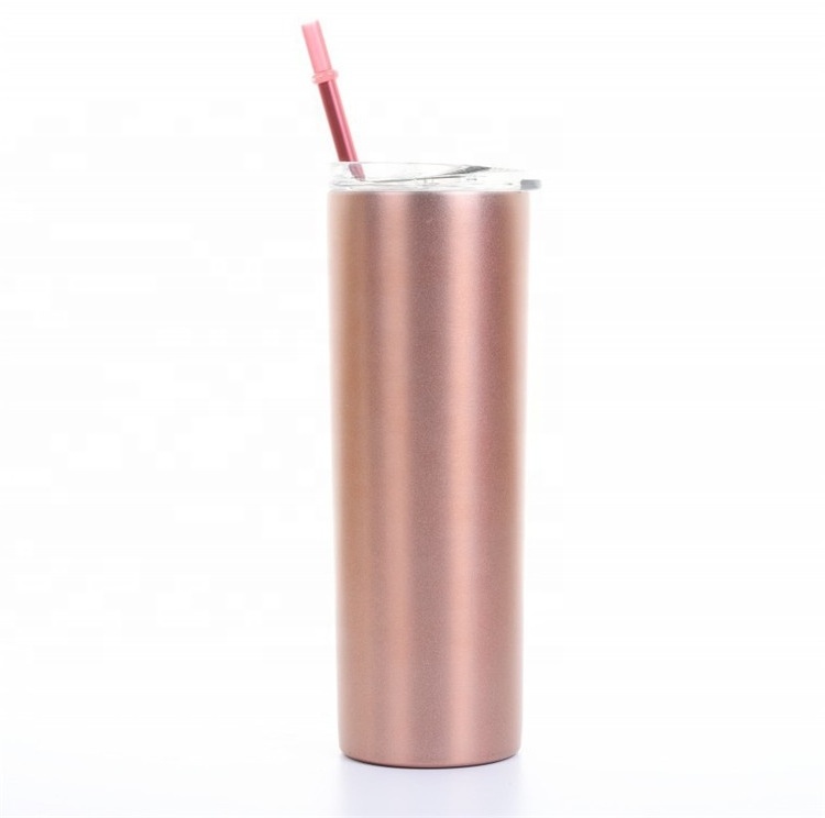 straight shape 20 oz stainless steel wedding skinny tumblers, double wall vacuum tumbler with straw