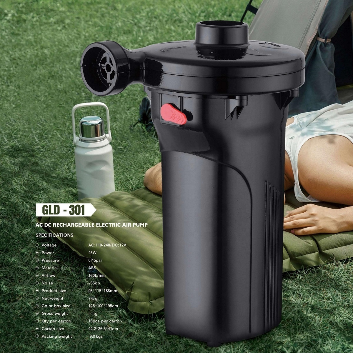 Multi-function electric air pump battery Portable rechargeable electric air pump for inflatable PVC toys/tools/mattress/beds