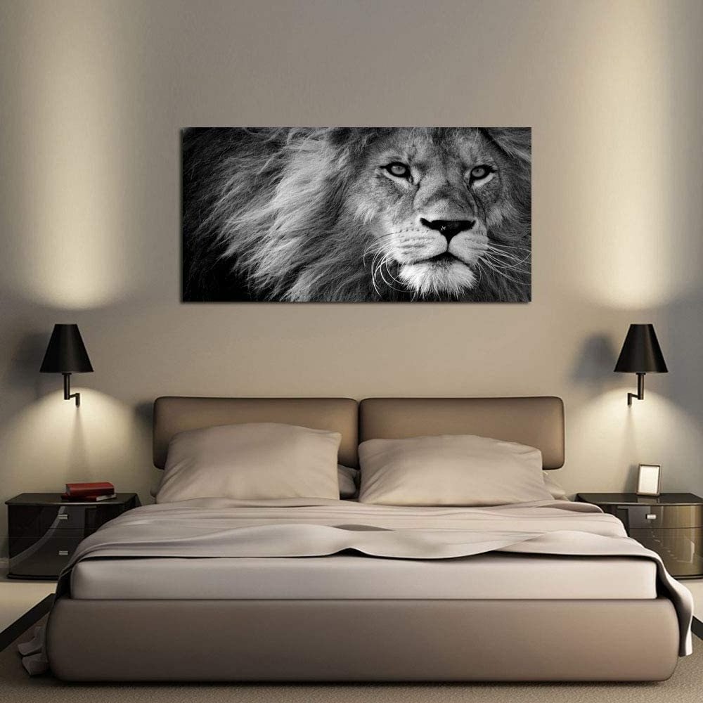 Wholesale Framed Grey Lion Canvas painting Motivational Wall Art Decor for Home