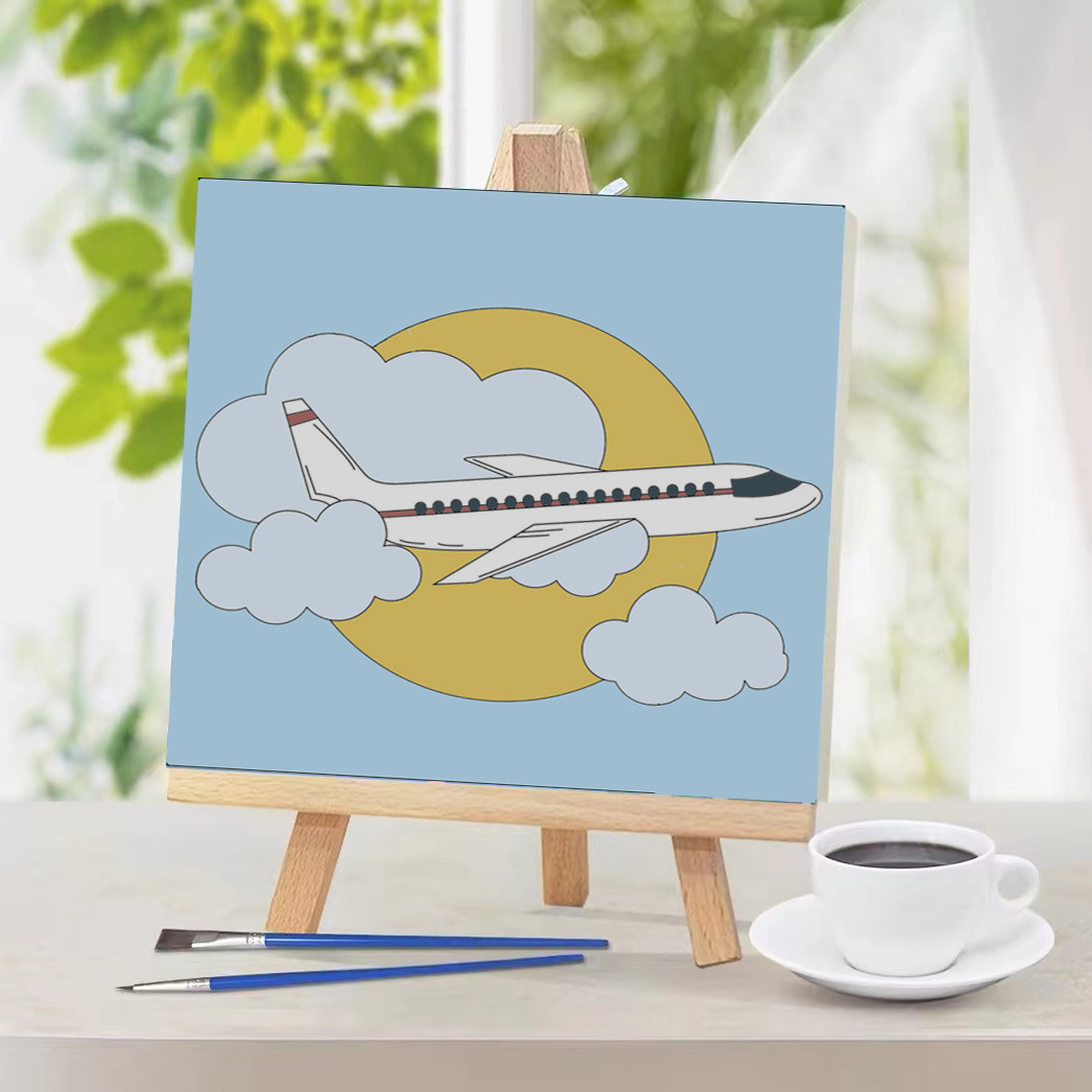 20*20 Popular painting by numbers airplane acrylic paints set brushes paintings and wall arts children's toy for kids home decor