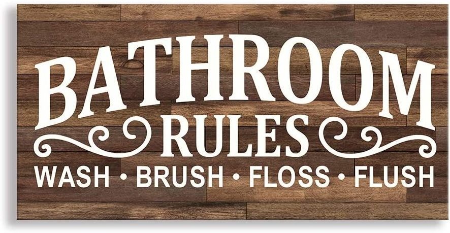 Rustic Bathroom Rules Prints Signs Framed Canvas Wall Art Decor 6*12 inch pine wood