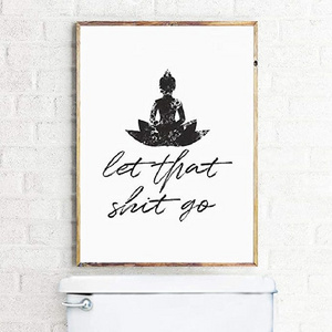 Wall art paintings Wholesale Funny Bathroom Sign Canvas Prints and Poster Let That Shit Go Quote Bathroom Art