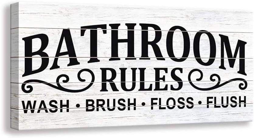 Rustic Bathroom Rules Prints Signs Framed Canvas Wall Art Decor 6*12 inch pine wood