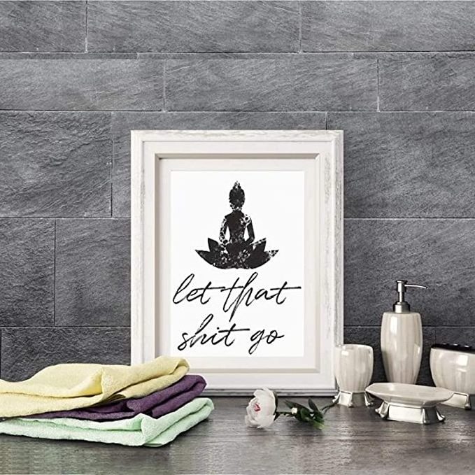 Wall art paintings Wholesale Funny Bathroom Sign Canvas Prints and Poster Let That Shit Go Quote Bathroom Art