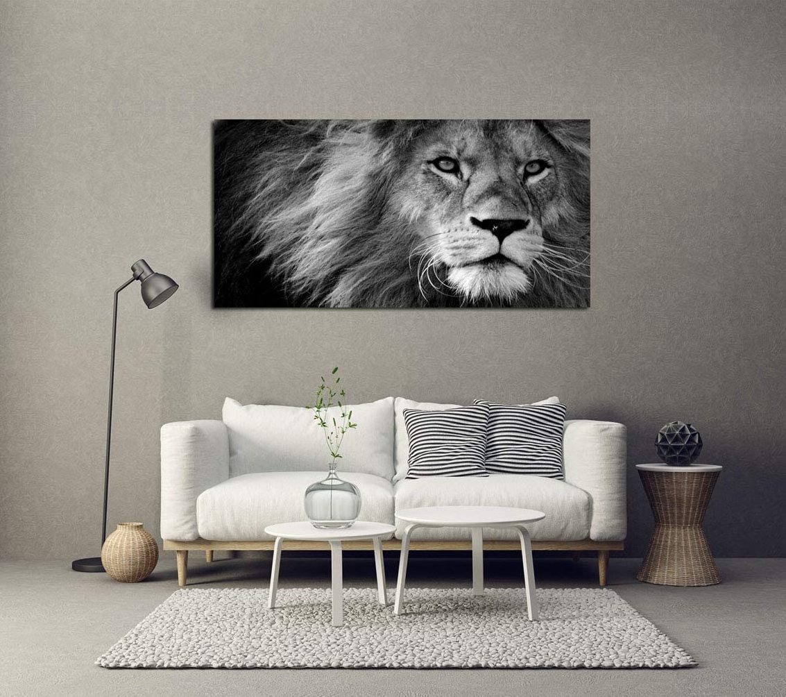 Wholesale Framed Grey Lion Canvas painting Motivational Wall Art Decor for Home