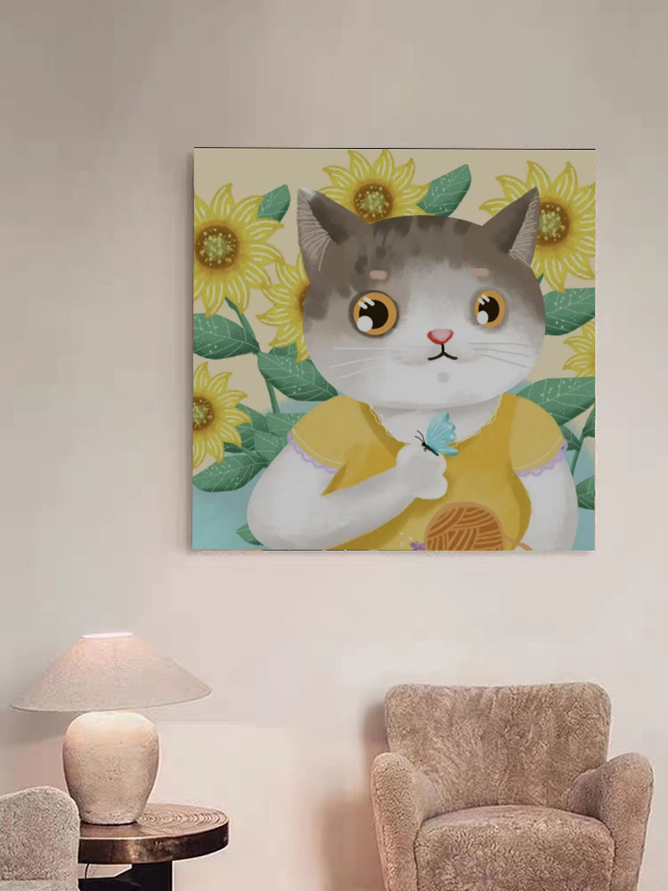 30*30cm 5D Diamond Painting Kits yellow cat with sunflower for Adults and kids Full Drill Paintings for home wall decoration