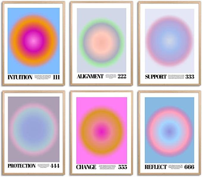 Wall art paintings Positive Affirmations Aura Angel Number Posters for Room Aesthetic Gradient Trendy Preppy Minimalist Y2k Style Poster