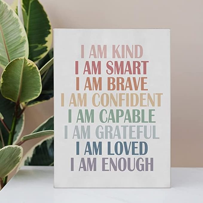 Inspirational Quote I Am Kind I Am Smart I Am Brave Affirmations Canvas Wall Art Prints Decor for Home Bedroom Office Nursery