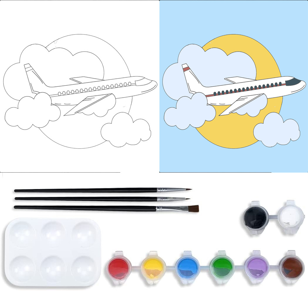 20*20 Popular painting by numbers airplane acrylic paints set brushes paintings and wall arts children's toy for kids home decor