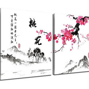 Traditional Chinese Painting of Peach Blossom wall art painting framed for living room home decor