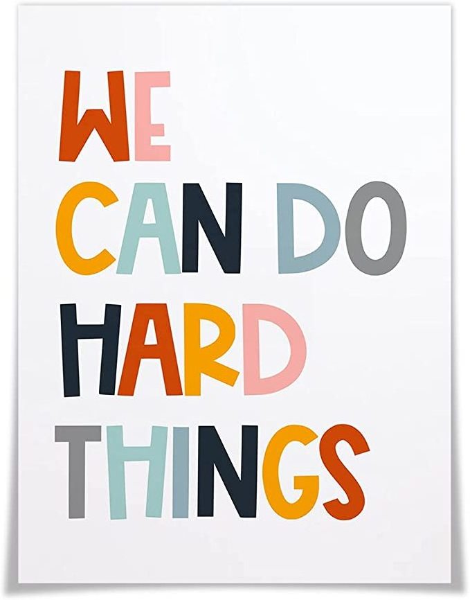 Inspirational We Can Do Hard Things Canvas Wall Art Motivational Positive Affirmation Aesthetic Posters Education Quote Growth M