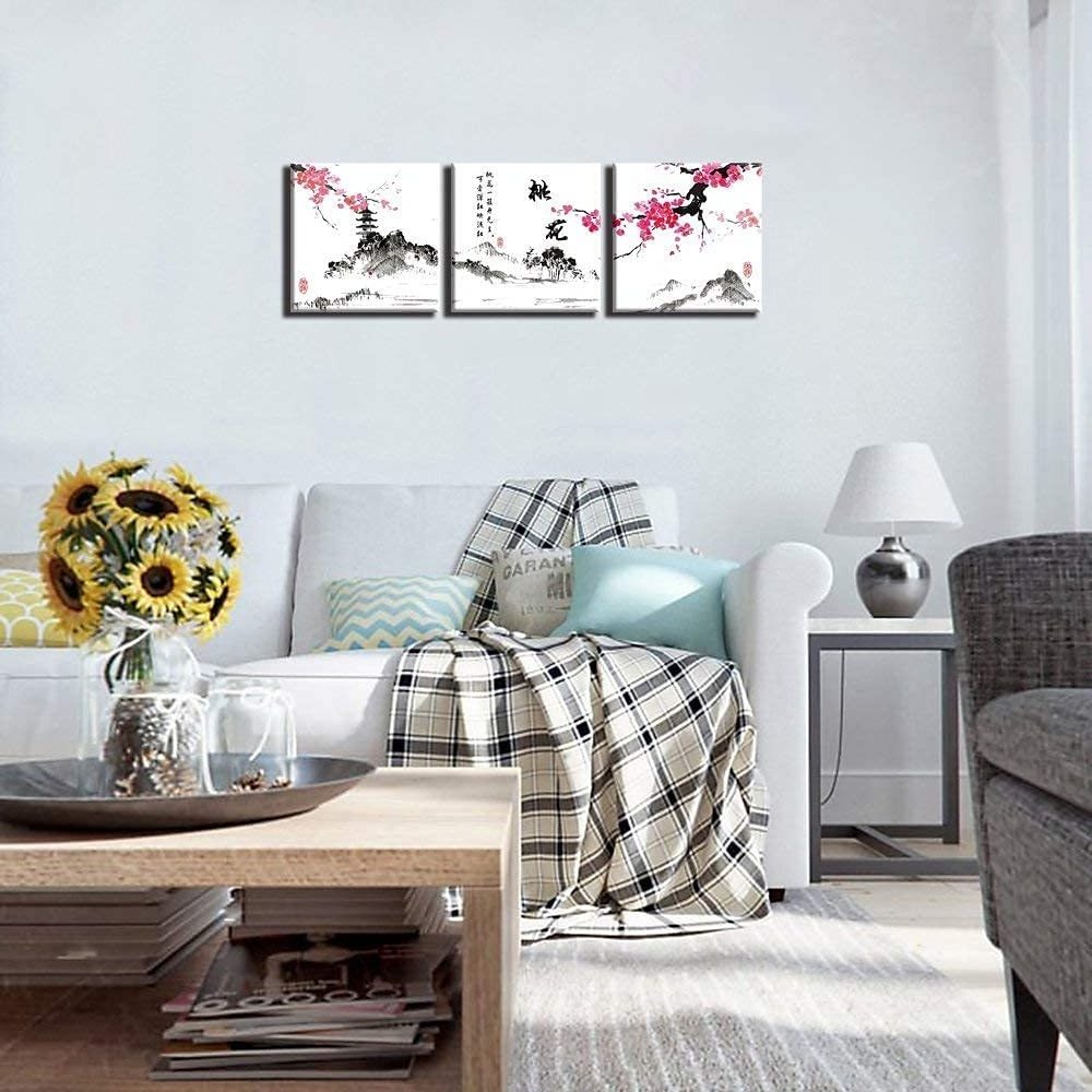 Traditional Chinese Painting of Peach Blossom wall art painting framed for living room home decor