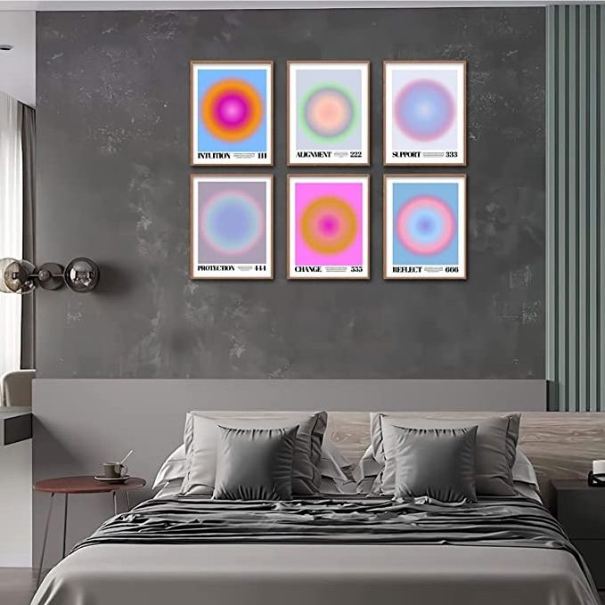 Wall art paintings Positive Affirmations Aura Angel Number Posters for Room Aesthetic Gradient Trendy Preppy Minimalist Y2k Style Poster