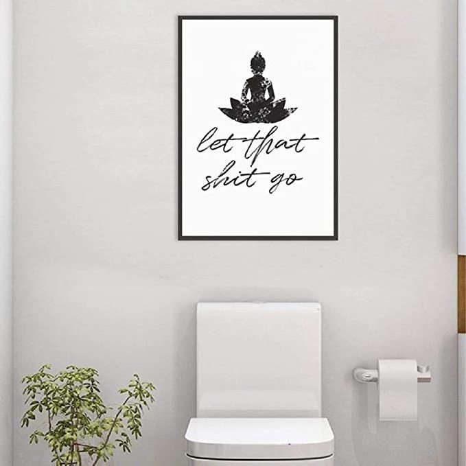 Wall art paintings Wholesale Funny Bathroom Sign Canvas Prints and Poster Let That Shit Go Quote Bathroom Art