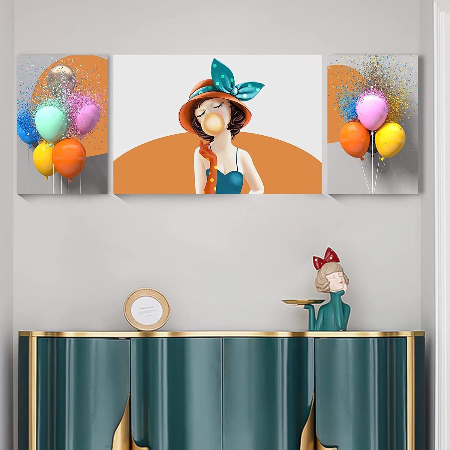 Girls Bedroom Wall Decor for Kids Room Cartoon Balloon Pictures for Children's Room, Cute Wall Art for Nursery