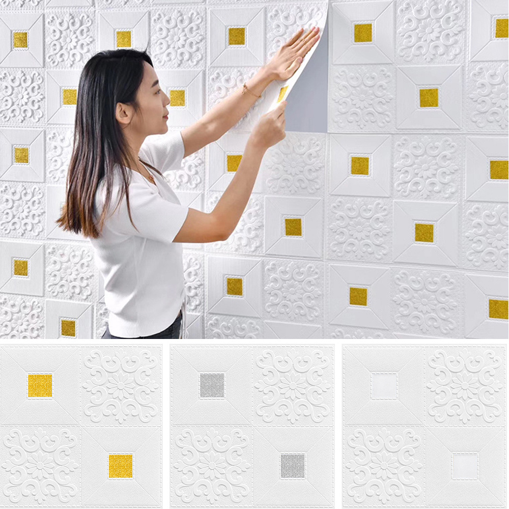 3d Self Adhesive Foam Wallpaper for Wall Tiles Ceiling Panel & Boards Stickers Decorations for Home Decoration Papier Peint BLLK