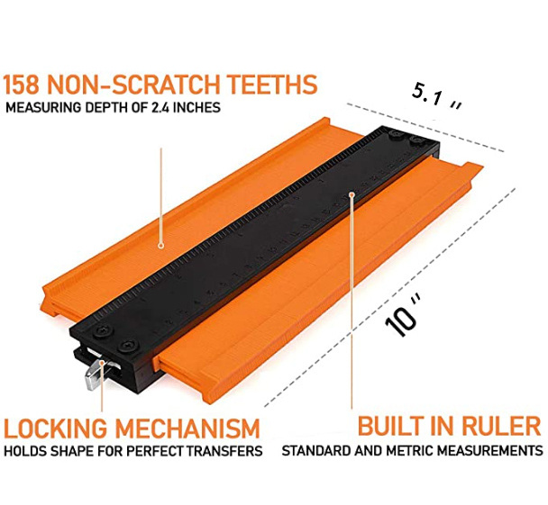 Hot sale 10 inch Widen Profile Contour Gauge with Lock Shape Contour Gauge Duplicator with Metal Locking Deep Duplication Gauge