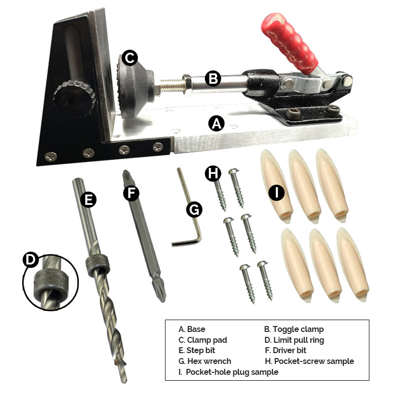 Wholesale Adjustable Guide Locator Puncher Technique Hinge Pocket Hole Joinery Tool Drill Jig