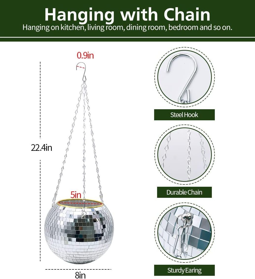 Wholesale Window Decor Hanging Disco Ball Planter Basket Sun Catcher Disco Ball Plant Hanger with Base flower pots