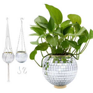 Disco Ball Planter  6" Planter Silver/Rose Gold Planter  Disco Ball Plant Hanger with Hanging Rope Hanging Chain