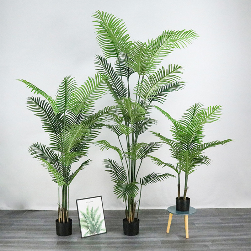 Large Home Plastic Palm Tree Artificial Decoration Indoor Hanging Leaf Decor Green Faux Plant