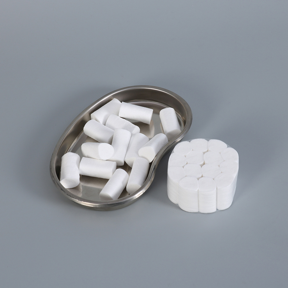 Dentists use disposable medical consumables and cotton wool to roll dental supplies