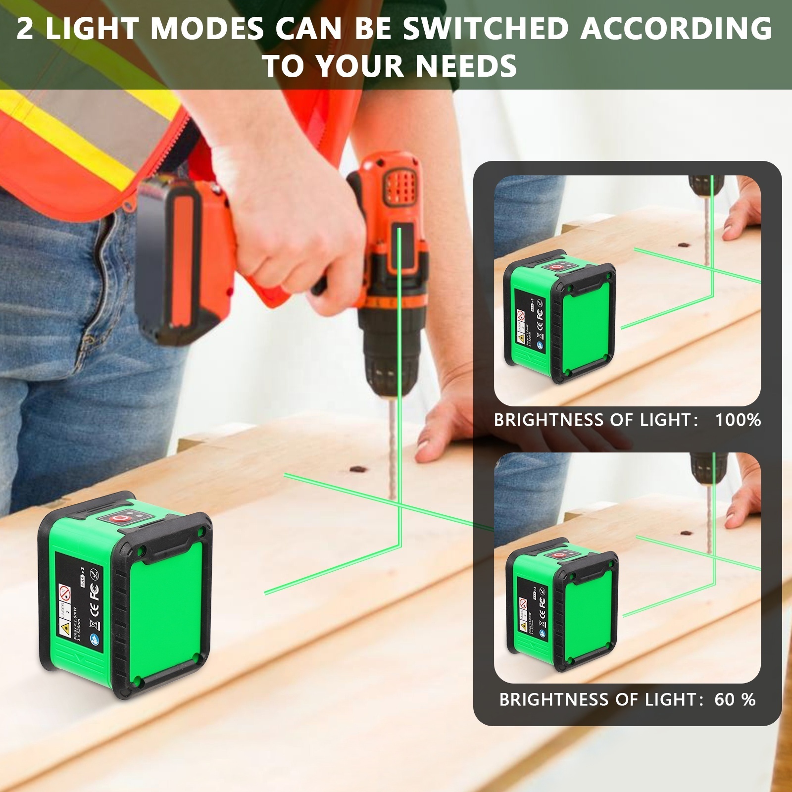 Green Beams Automatic Self-leveling Precision Laser Level For Construction Cross Line Laser Level