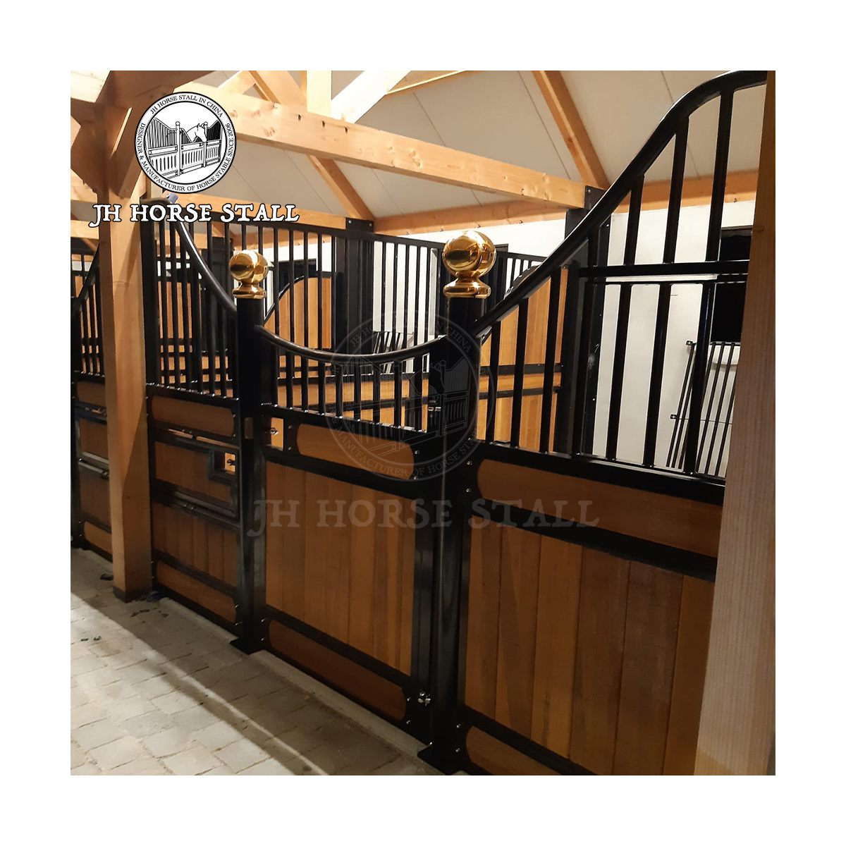 JH E02 12ft Steel Frame Hot Dip Powder Coated Model Horse Stall Panels Box Horse Barn Stable Kits