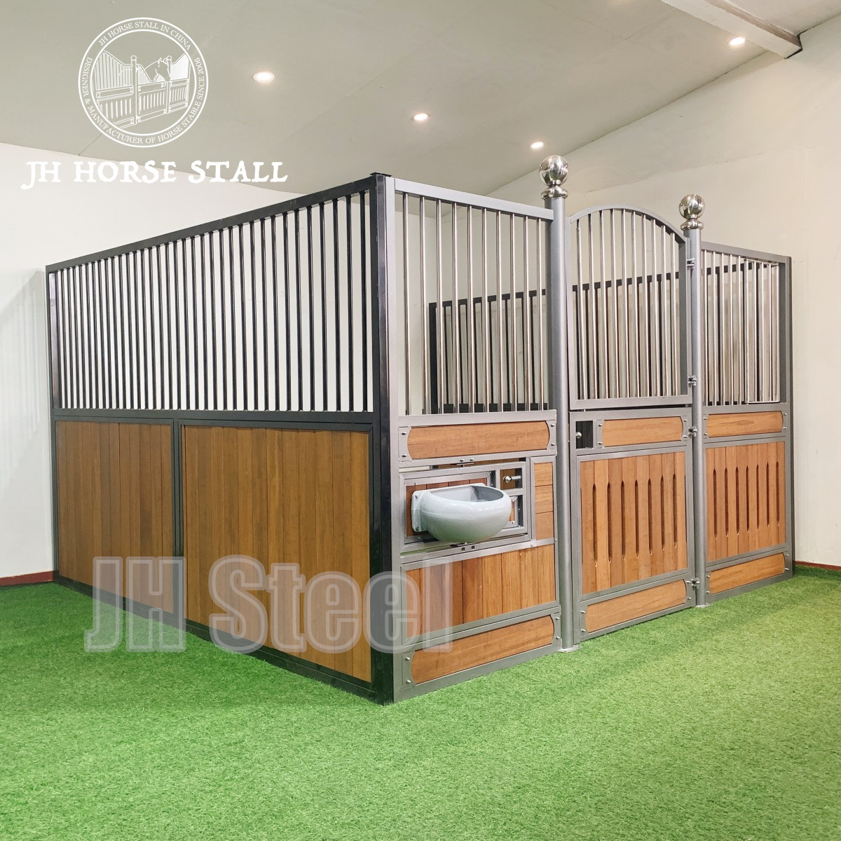 jh Europe easy clean design modern horse equipment horse stall stable with 360 rotate Feeder